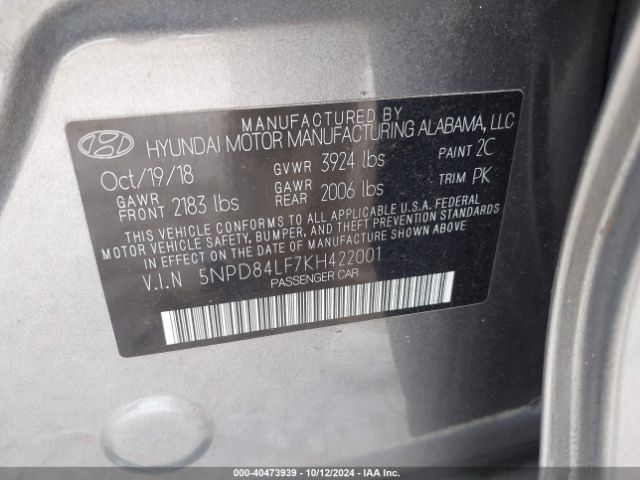 Photo 8 VIN: 5NPD84LF7KH422001 - HYUNDAI ELANTRA 