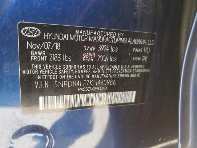 Photo 9 VIN: 5NPD84LF7KH430986 - HYUNDAI ELANTRA SE 