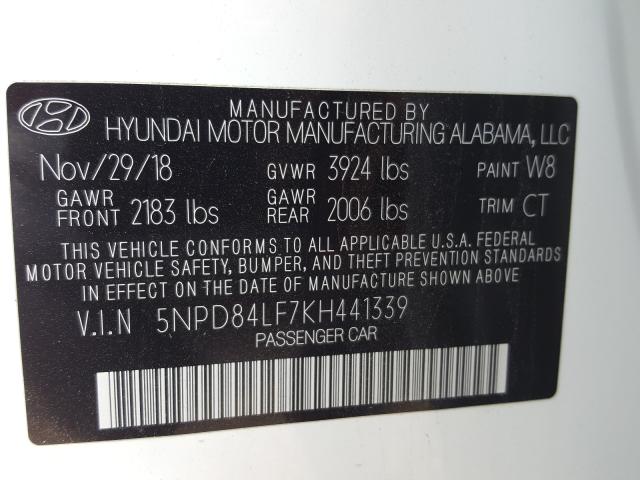 Photo 9 VIN: 5NPD84LF7KH441339 - HYUNDAI ELANTRA SE 