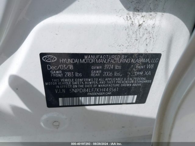 Photo 8 VIN: 5NPD84LF7KH443561 - HYUNDAI ELANTRA 