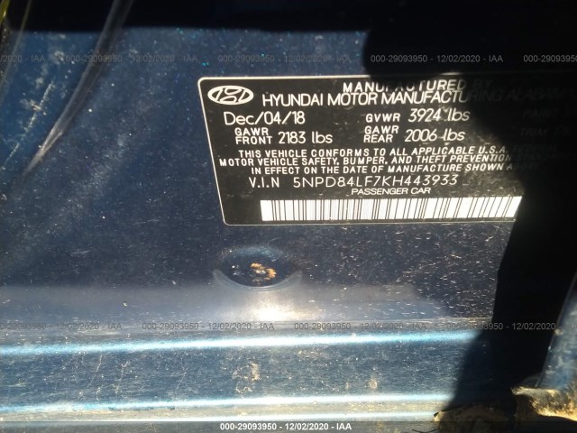 Photo 8 VIN: 5NPD84LF7KH443933 - HYUNDAI ELANTRA 