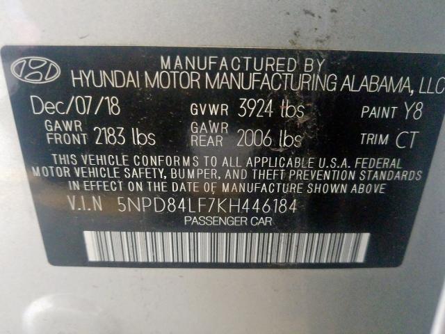 Photo 9 VIN: 5NPD84LF7KH446184 - HYUNDAI ELANTRA SE 