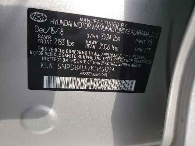 Photo 9 VIN: 5NPD84LF7KH451224 - HYUNDAI ELANTRA SE 