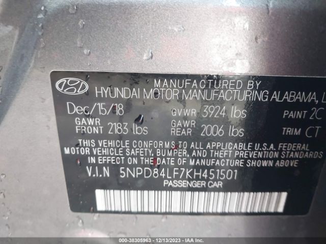 Photo 8 VIN: 5NPD84LF7KH451501 - HYUNDAI ELANTRA 