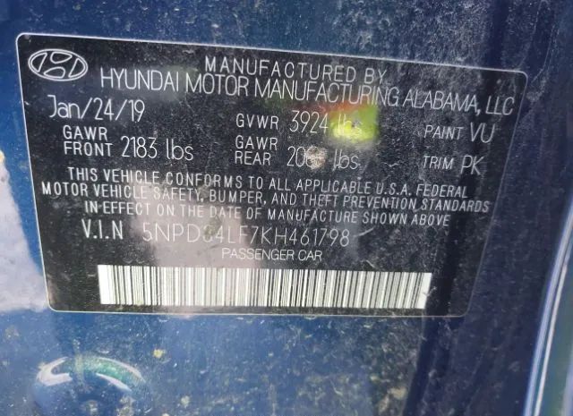 Photo 8 VIN: 5NPD84LF7KH461798 - HYUNDAI ELANTRA 