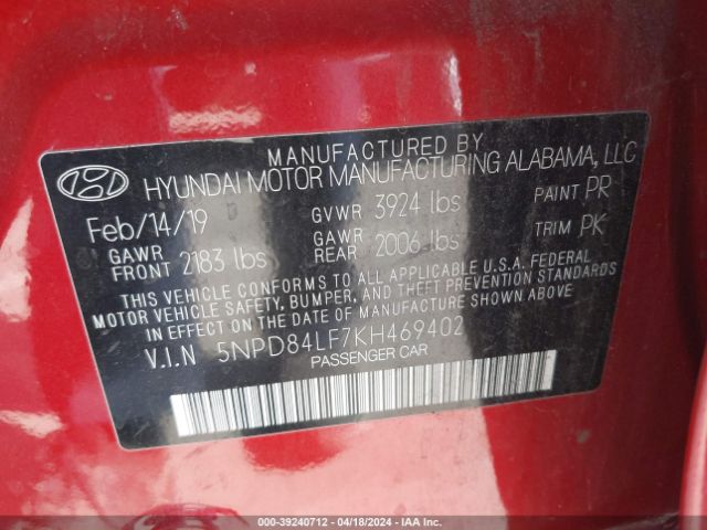 Photo 8 VIN: 5NPD84LF7KH469402 - HYUNDAI ELANTRA 