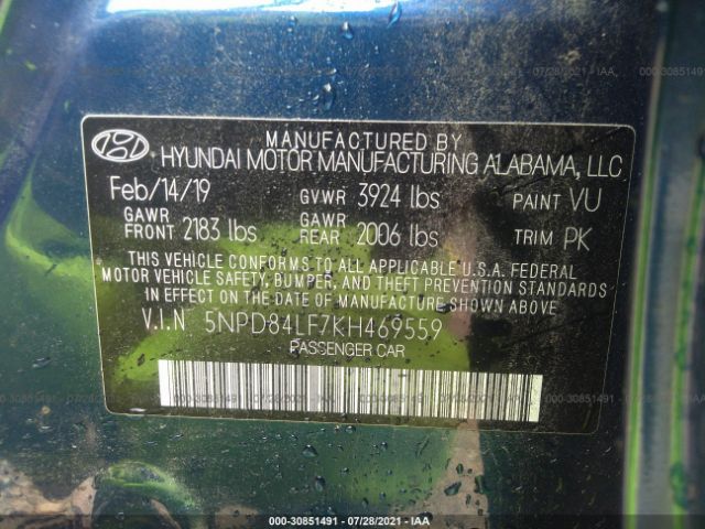 Photo 8 VIN: 5NPD84LF7KH469559 - HYUNDAI ELANTRA 