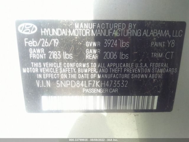 Photo 8 VIN: 5NPD84LF7KH473532 - HYUNDAI ELANTRA 