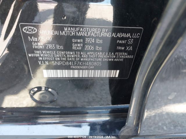 Photo 8 VIN: 5NPD84LF7KH480805 - HYUNDAI ELANTRA 