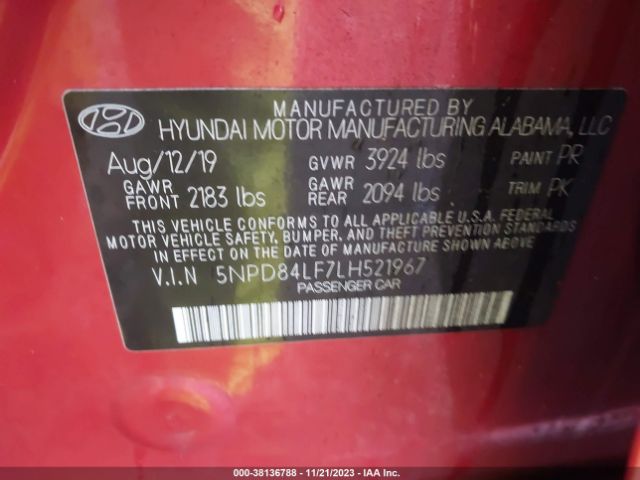 Photo 8 VIN: 5NPD84LF7LH521967 - HYUNDAI ELANTRA 