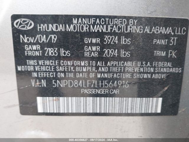 Photo 8 VIN: 5NPD84LF7LH564916 - HYUNDAI ELANTRA 