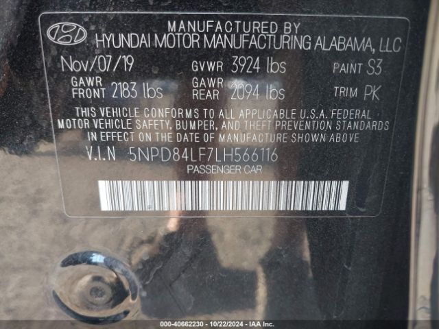 Photo 8 VIN: 5NPD84LF7LH566116 - HYUNDAI ELANTRA 