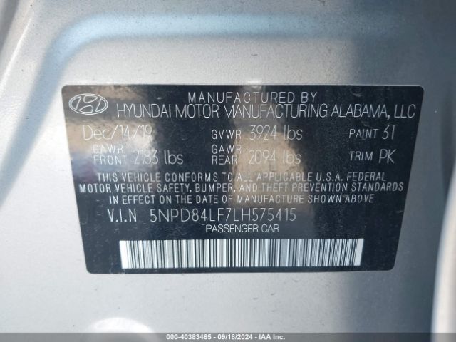 Photo 8 VIN: 5NPD84LF7LH575415 - HYUNDAI ELANTRA 