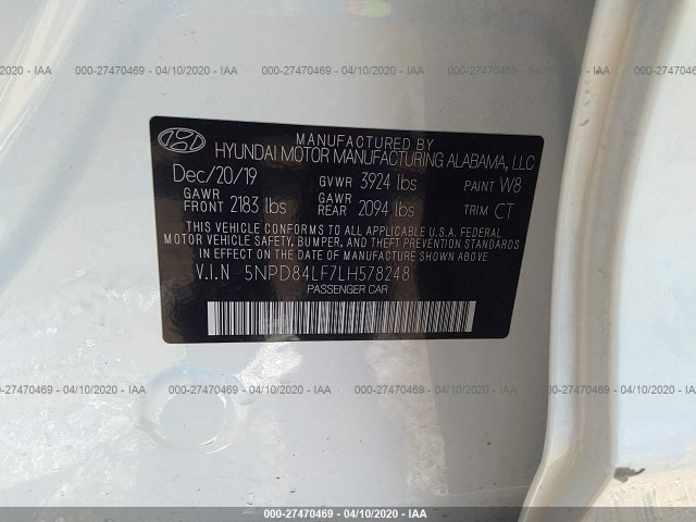 Photo 8 VIN: 5NPD84LF7LH578248 - HYUNDAI ELANTRA 