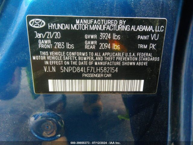 Photo 8 VIN: 5NPD84LF7LH582154 - HYUNDAI ELANTRA 