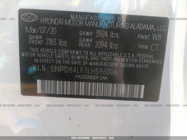 Photo 8 VIN: 5NPD84LF7LH596006 - HYUNDAI ELANTRA 