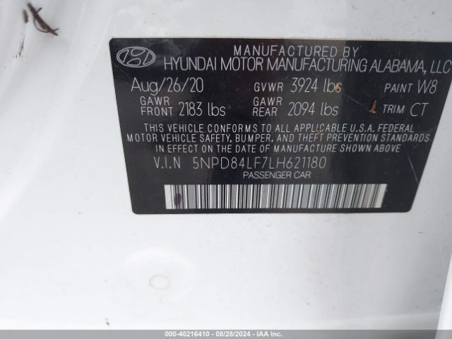 Photo 8 VIN: 5NPD84LF7LH621180 - HYUNDAI ELANTRA 