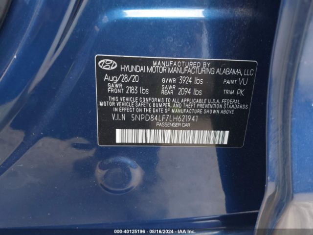 Photo 8 VIN: 5NPD84LF7LH621941 - HYUNDAI ELANTRA 