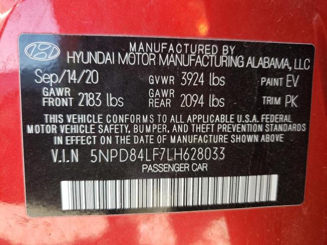 Photo 12 VIN: 5NPD84LF7LH628033 - HYUNDAI ELANTRA SE 