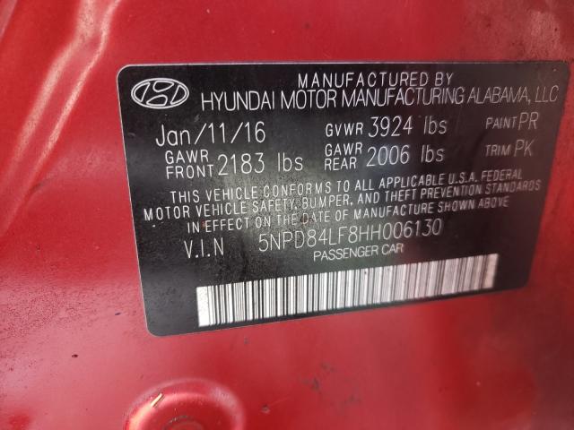 Photo 9 VIN: 5NPD84LF8HH006130 - HYUNDAI ELANTRA 