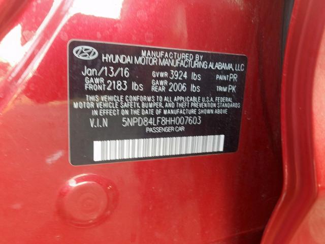 Photo 9 VIN: 5NPD84LF8HH007603 - HYUNDAI ELANTRA SE 