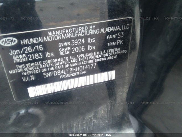 Photo 8 VIN: 5NPD84LF8HH014177 - HYUNDAI ELANTRA 