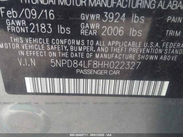 Photo 8 VIN: 5NPD84LF8HH022327 - HYUNDAI ELANTRA 