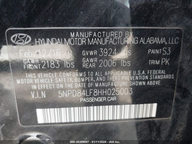 Photo 8 VIN: 5NPD84LF8HH025003 - HYUNDAI ELANTRA 