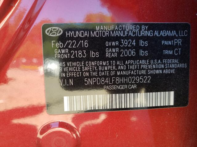 Photo 9 VIN: 5NPD84LF8HH029522 - HYUNDAI ELANTRA SE 