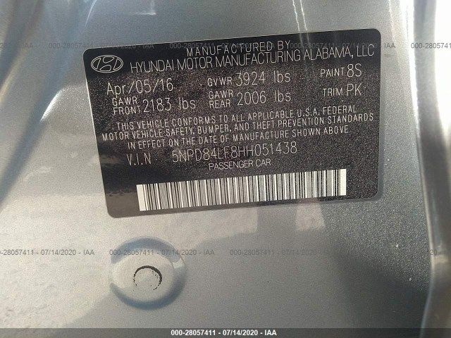 Photo 8 VIN: 5NPD84LF8HH051438 - HYUNDAI ELANTRA 