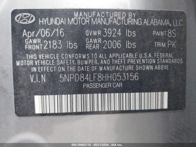 Photo 8 VIN: 5NPD84LF8HH053156 - HYUNDAI ELANTRA 