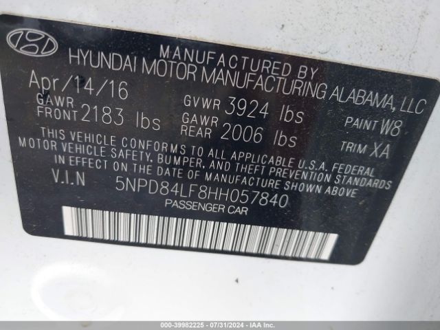 Photo 8 VIN: 5NPD84LF8HH057840 - HYUNDAI ELANTRA 