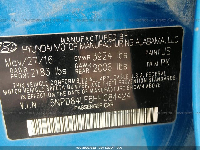 Photo 8 VIN: 5NPD84LF8HH084424 - HYUNDAI ELANTRA 