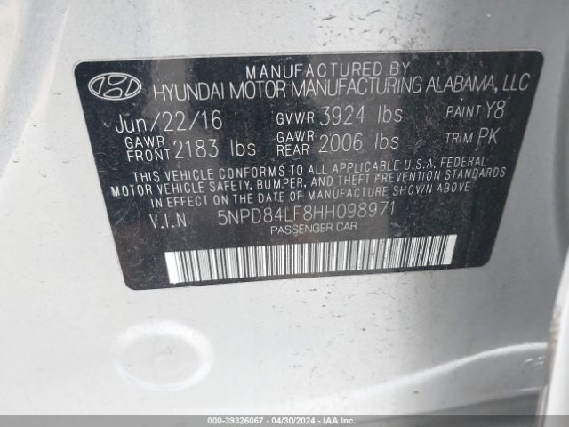 Photo 8 VIN: 5NPD84LF8HH098971 - HYUNDAI ELANTRA 