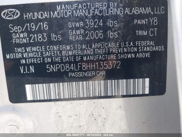 Photo 8 VIN: 5NPD84LF8HH135372 - HYUNDAI ELANTRA 