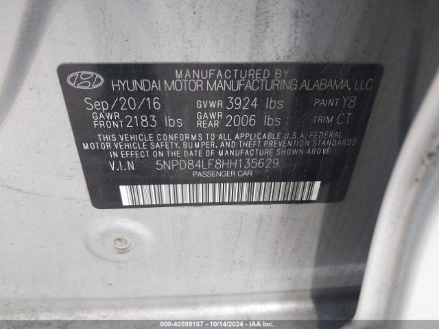 Photo 8 VIN: 5NPD84LF8HH135629 - HYUNDAI ELANTRA 