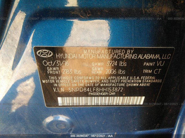 Photo 8 VIN: 5NPD84LF8HH153872 - HYUNDAI ELANTRA 