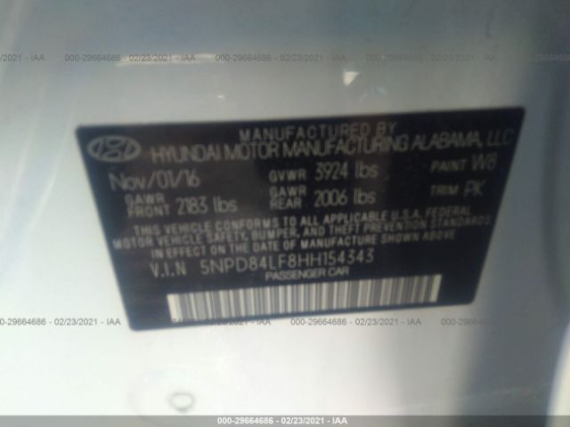 Photo 8 VIN: 5NPD84LF8HH154343 - HYUNDAI ELANTRA 