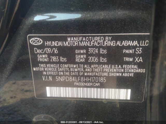 Photo 8 VIN: 5NPD84LF8HH170185 - HYUNDAI ELANTRA 