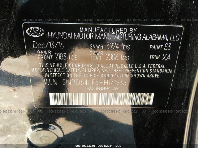 Photo 8 VIN: 5NPD84LF8HH171935 - HYUNDAI ELANTRA 