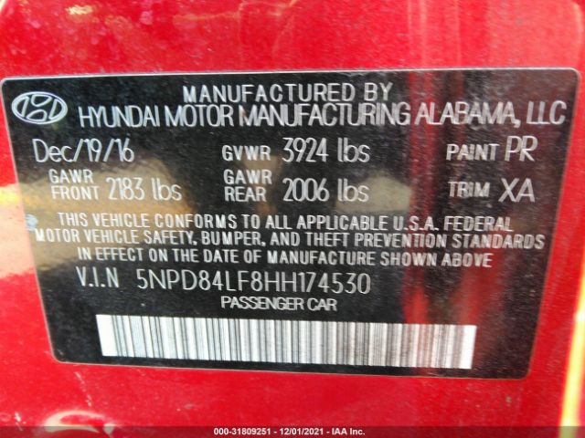 Photo 8 VIN: 5NPD84LF8HH174530 - HYUNDAI ELANTRA 