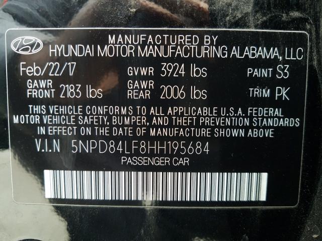 Photo 9 VIN: 5NPD84LF8HH195684 - HYUNDAI ELANTRA SE 