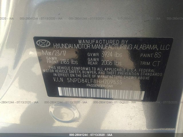 Photo 8 VIN: 5NPD84LF8HH209535 - HYUNDAI ELANTRA 