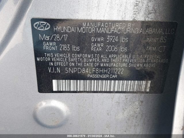 Photo 8 VIN: 5NPD84LF8HH211222 - HYUNDAI ELANTRA 