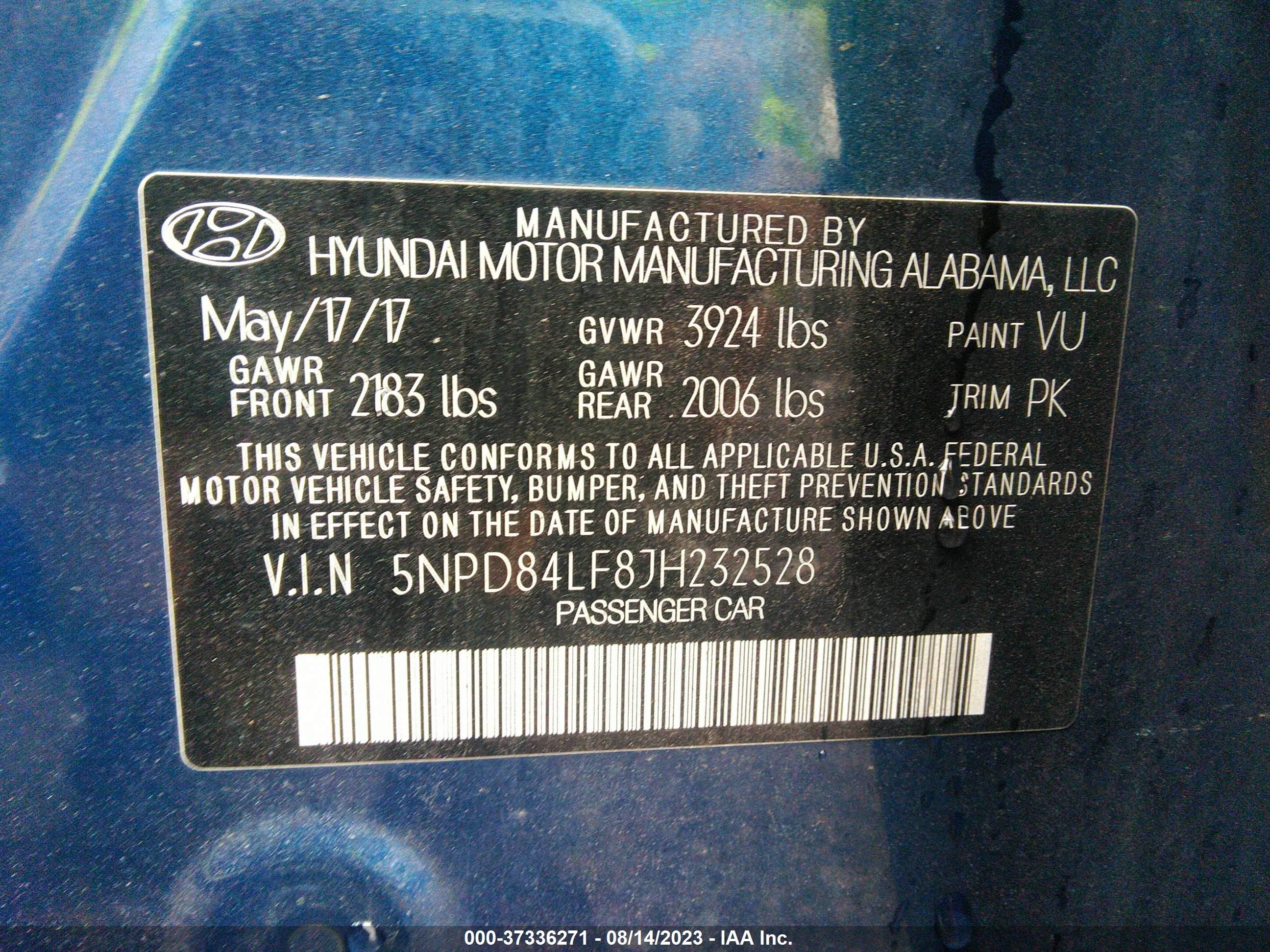 Photo 8 VIN: 5NPD84LF8JH232528 - HYUNDAI ELANTRA 