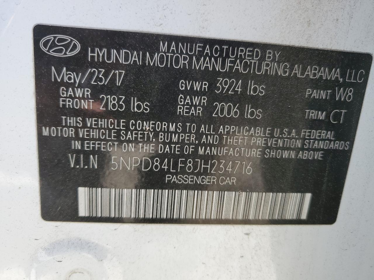 Photo 12 VIN: 5NPD84LF8JH234716 - HYUNDAI ELANTRA 