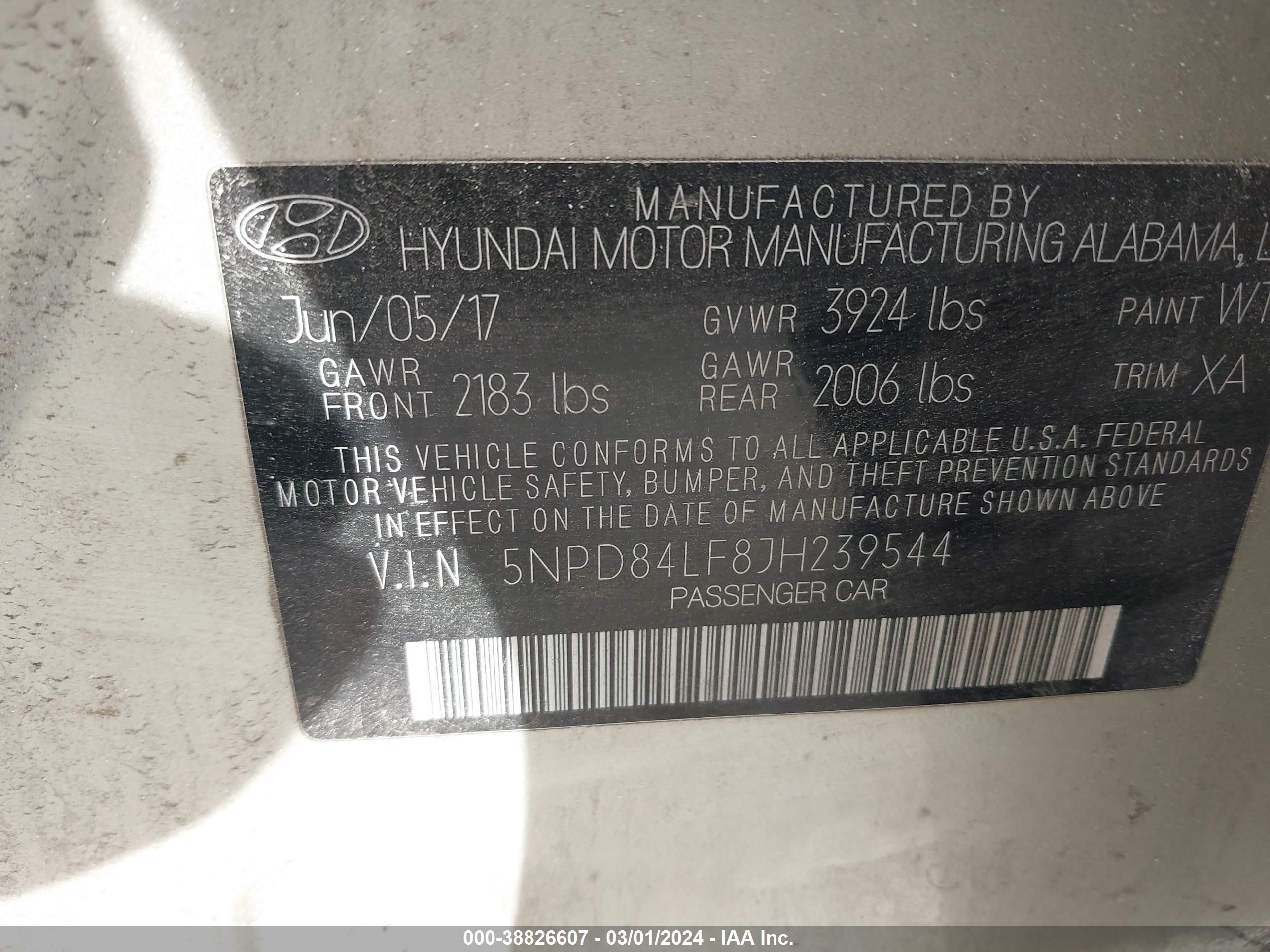 Photo 8 VIN: 5NPD84LF8JH239544 - HYUNDAI ELANTRA 