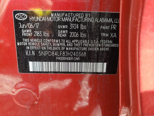 Photo 9 VIN: 5NPD84LF8JH240368 - HYUNDAI ELANTRA SE 