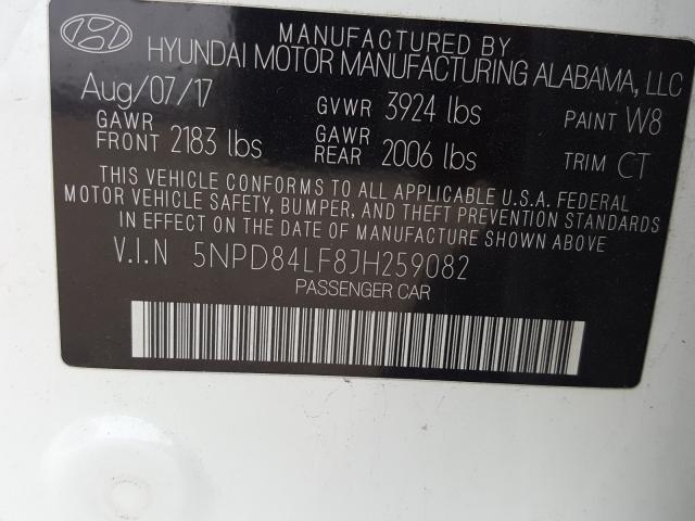 Photo 9 VIN: 5NPD84LF8JH259082 - HYUNDAI ELANTRA SE 