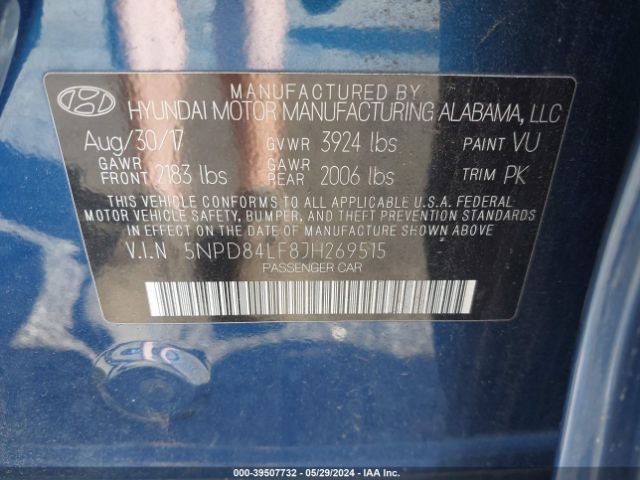 Photo 8 VIN: 5NPD84LF8JH269515 - HYUNDAI ELANTRA 